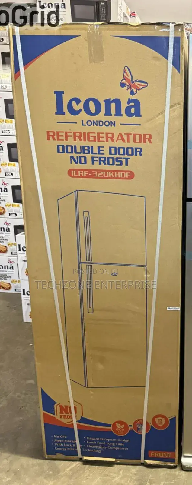 Icona 275l Nofrost Double Door Fridge With Handle - Silver
