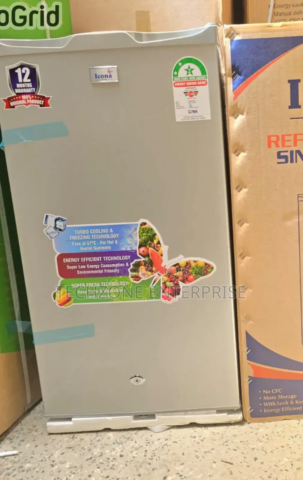 Silver 90 Litres Icona Single Door Refrigerator Led Lights,