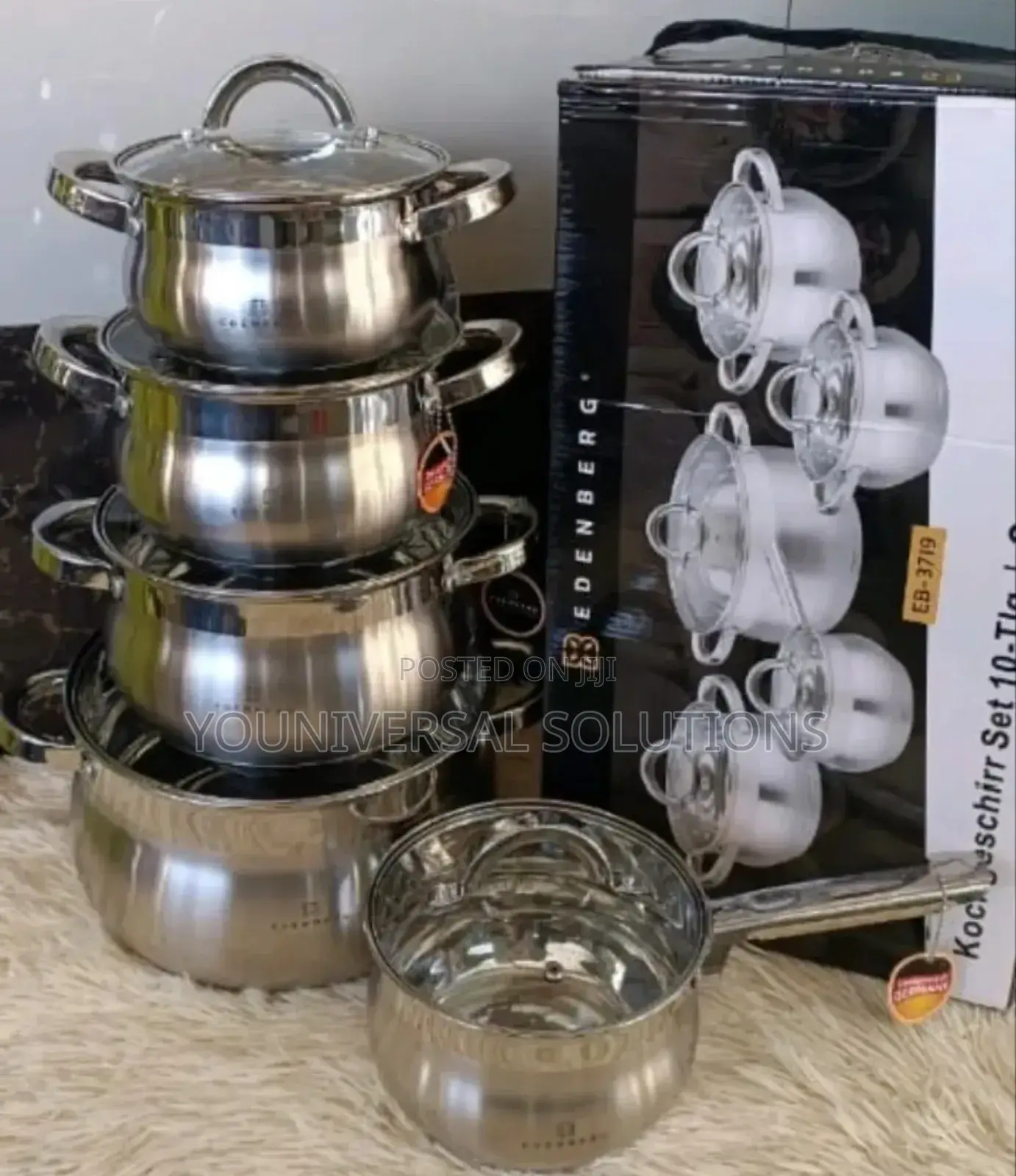 10 Pieces Edenberg Eb-3719 Stainless Steel Cookware Set