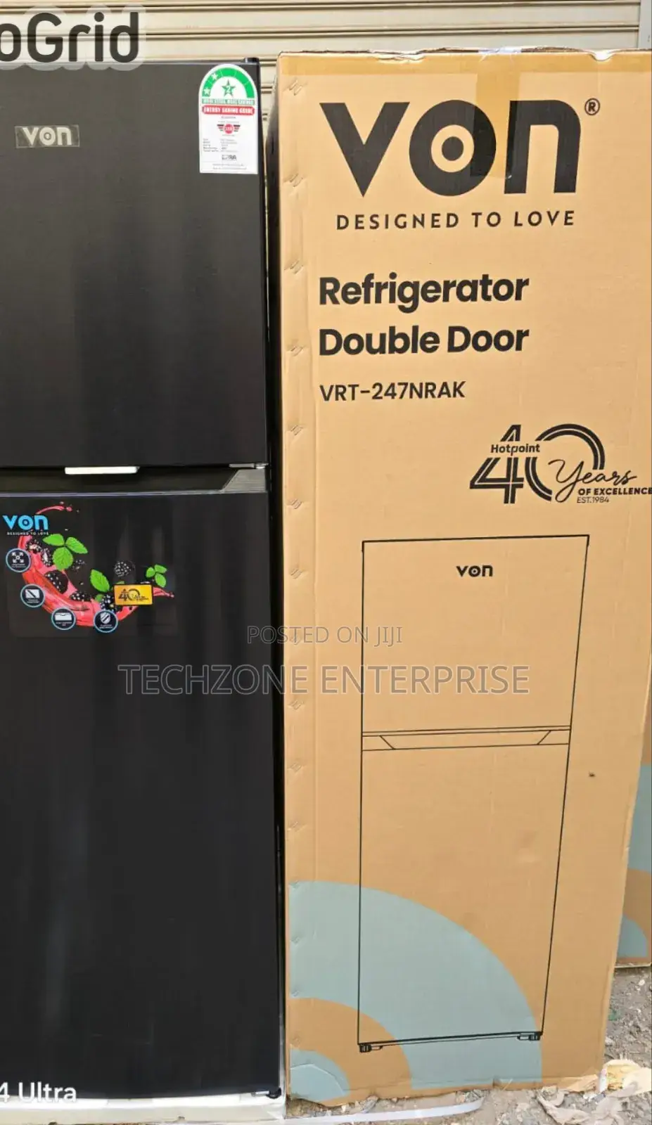 Von 247l Top Mount Freezer Double Door Dark Inox
 