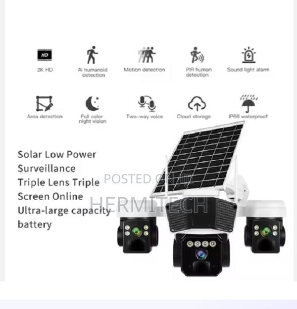 Okam 6mp Triple Lens Triple Screens CCTV Solar Camera