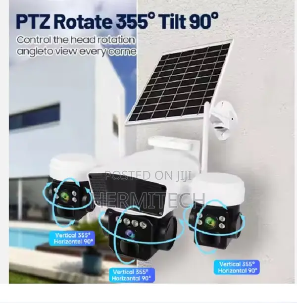 Okam 6mp Triple Lens Triple Screens CCTV Solar Camera