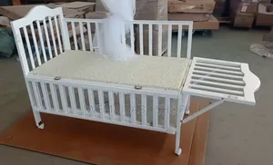 Wheeled Baby Crib/Cot With Mattress+Braided Bumpers+Stand M/Net
