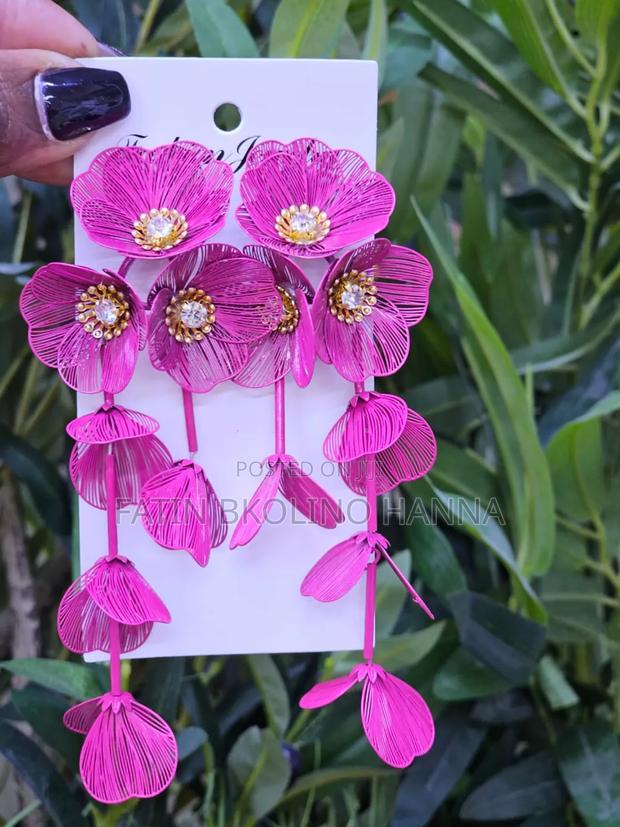 Long Floral Earrings - main view