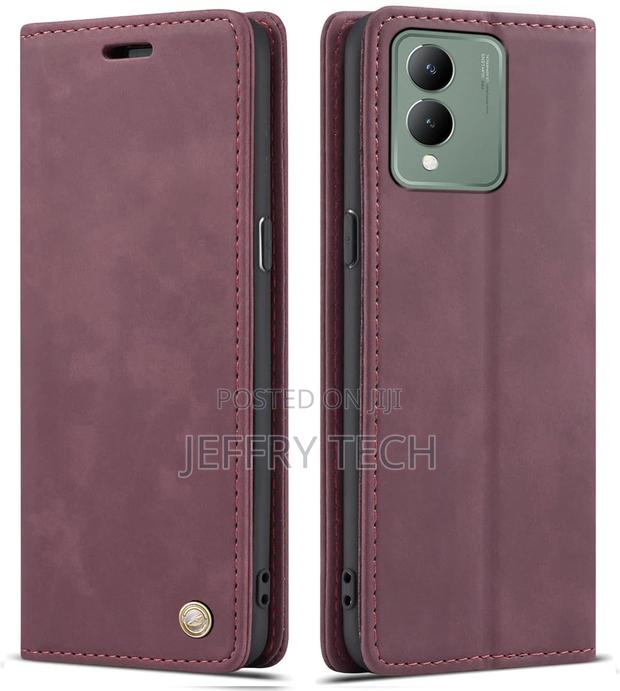 Magnetic Closure Slim Flip Cover for Vivo Y28 5g (Mauve Red)