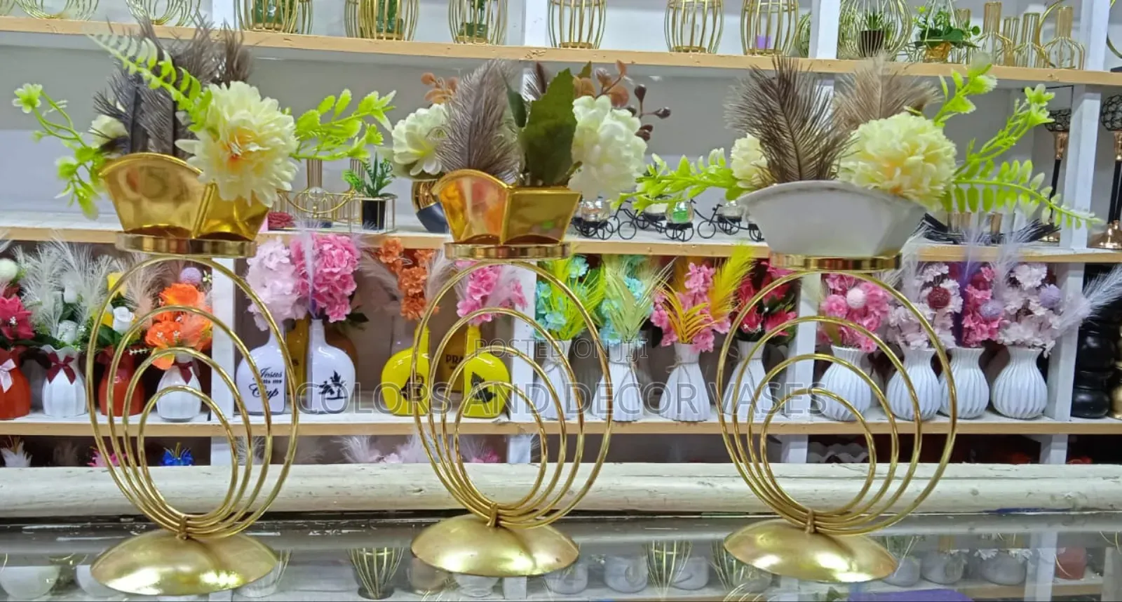 Flowers and Gold Centre Pieces