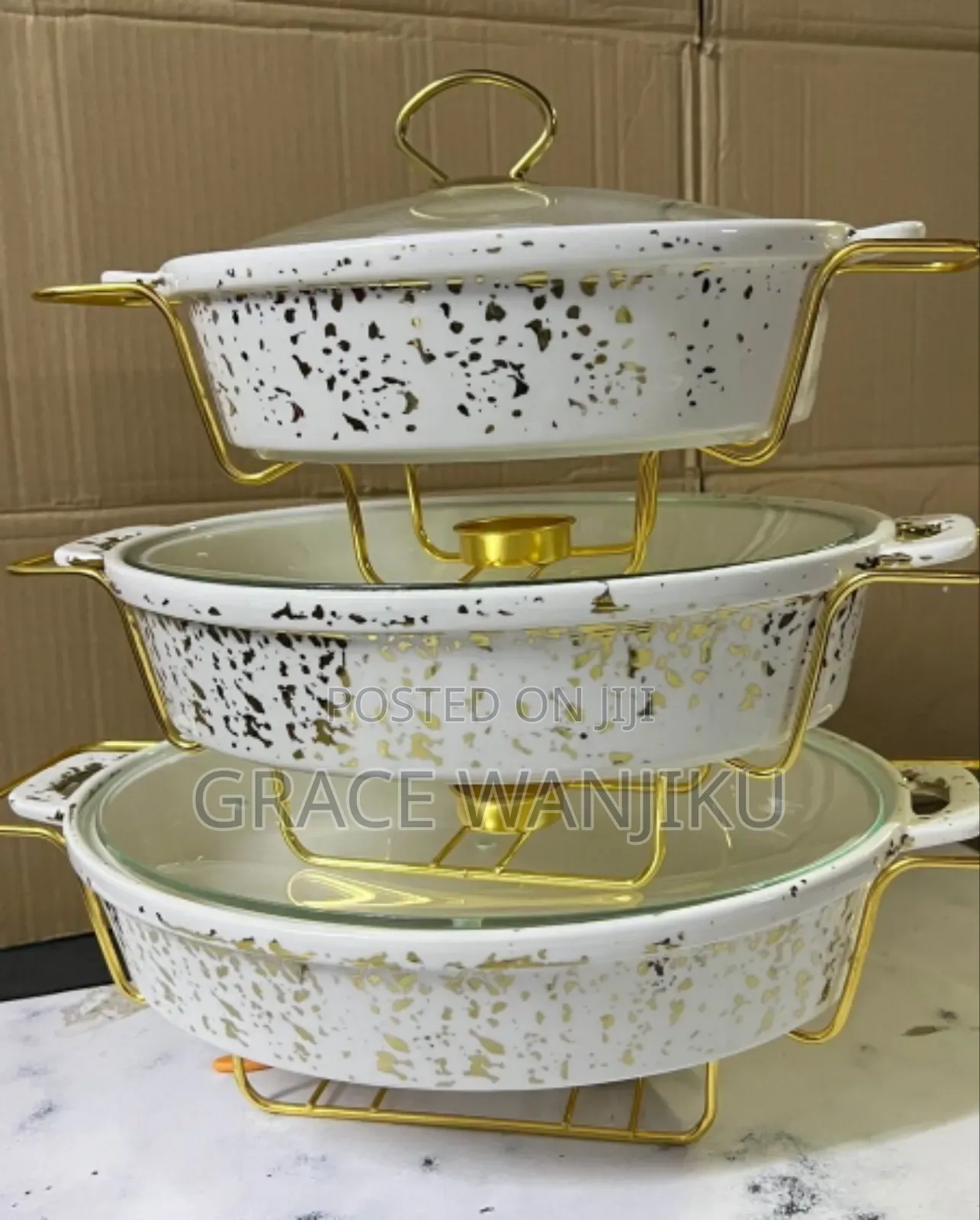 3 Pcs Ceramic Chaffing Dishes