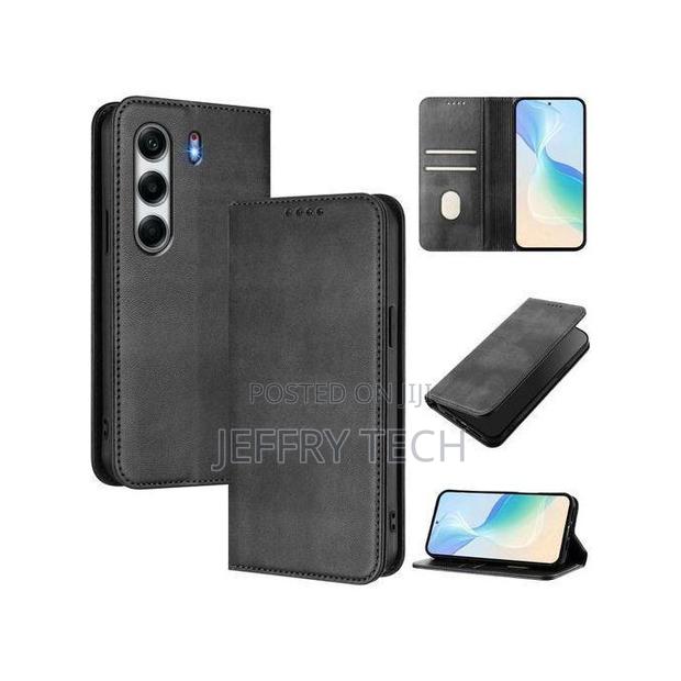 Wallet Black Retro Leather Flip Case for Tecno Camon 40 - main view