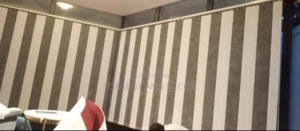 Chocolate Brown and Beige Vertical Office Window Blinds - main view