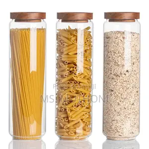Acacia Wooden Sealed Lid Storage Glass Jar With Bamboo Lid.