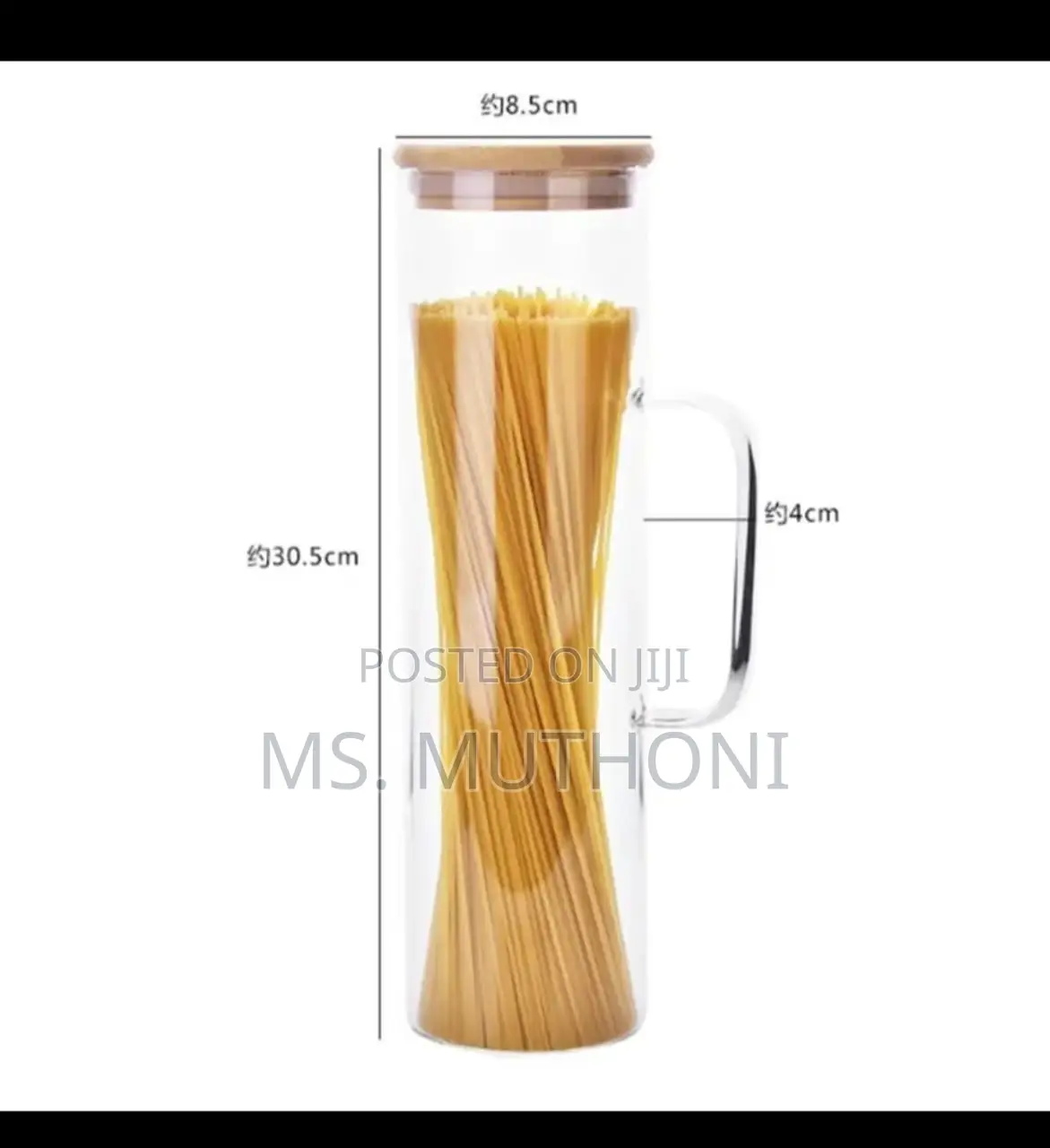 Storage Glass Jar With Bamboo Lid With Handle