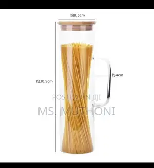 Storage Glass Jar With Bamboo Lid With Handle