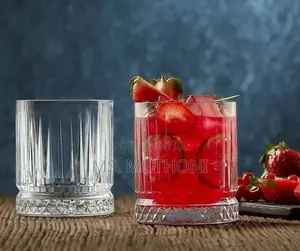 6 PCS 225ml Vertical Stripped Clear Whiskey Glass*