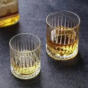 6 PCS 225ml Vertical Stripped Clear Whiskey Glass*