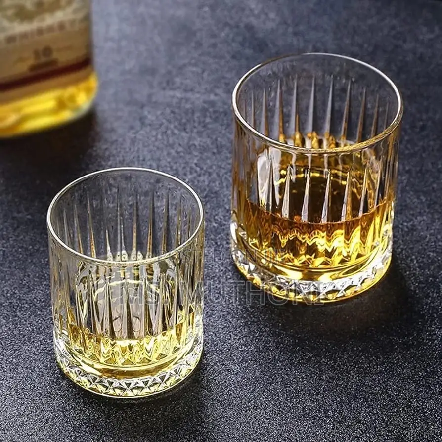 6 PCS 225ml Vertical Stripped Clear Whiskey Glass*