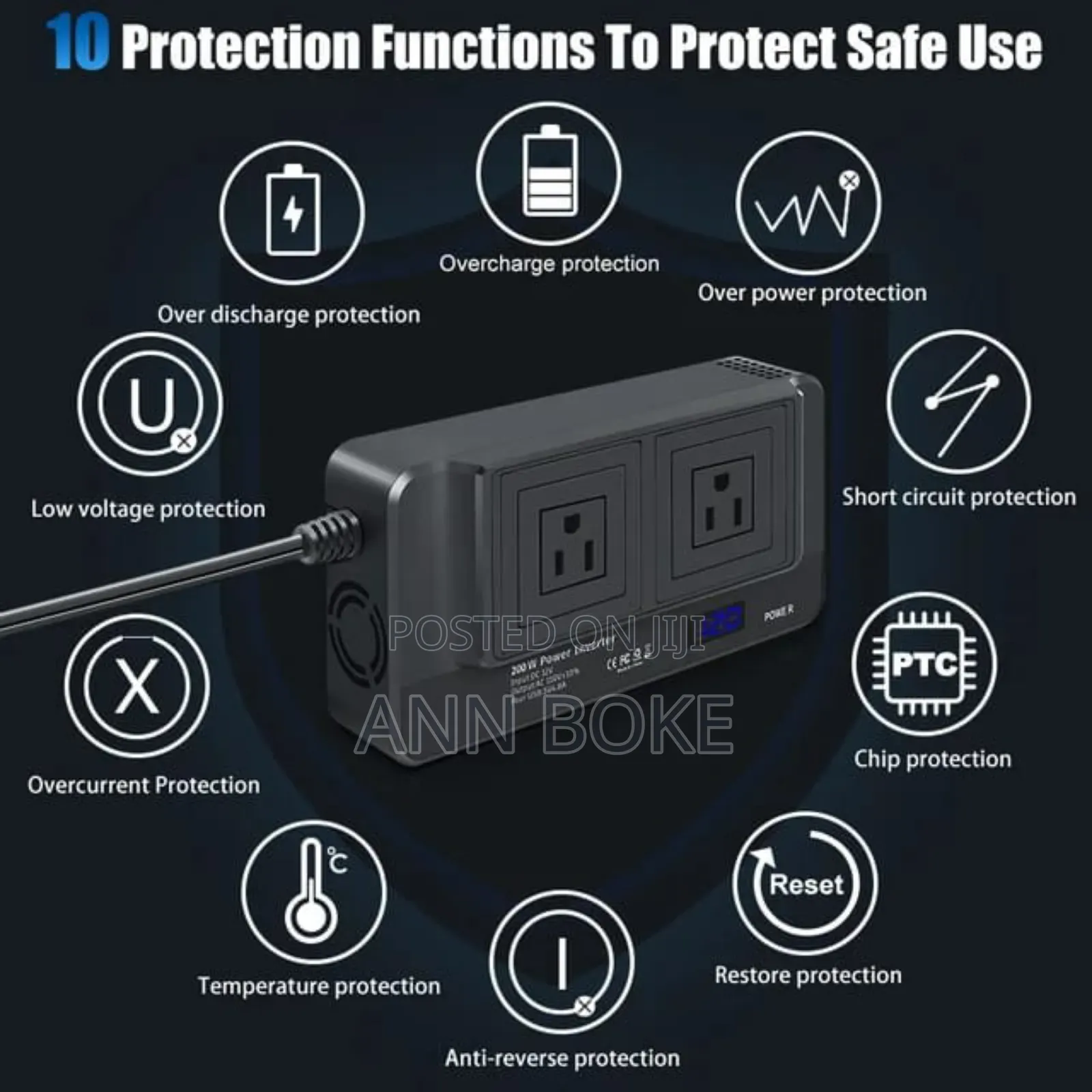 300w Car Inverter With 4 Usb Charging Ports And 4 Charging