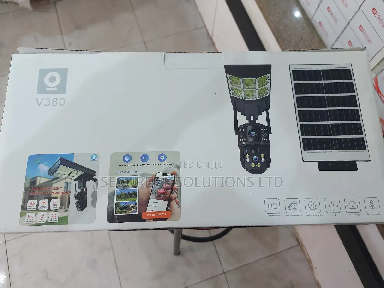 V380 Pro Dual Lens Ai Solar Camera With Integrated Lighting