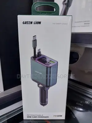 Green Lion With Retractable Charging Cables 90w Car Charger