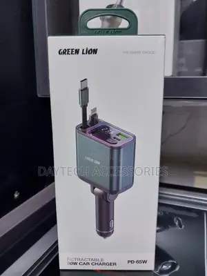 Green Lion Retractable Charging 90w Car Charger (Pd-65w)