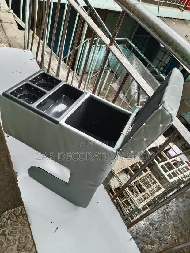 Grey or Baije Leather Stitched Cubby Box + Cup Phone Holders - main view