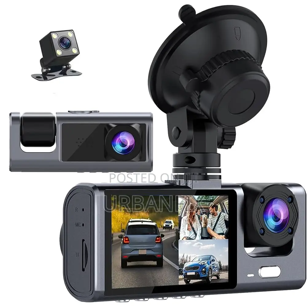 3 in 1 Car Dash Camera With Front, Inside and Rear Recording