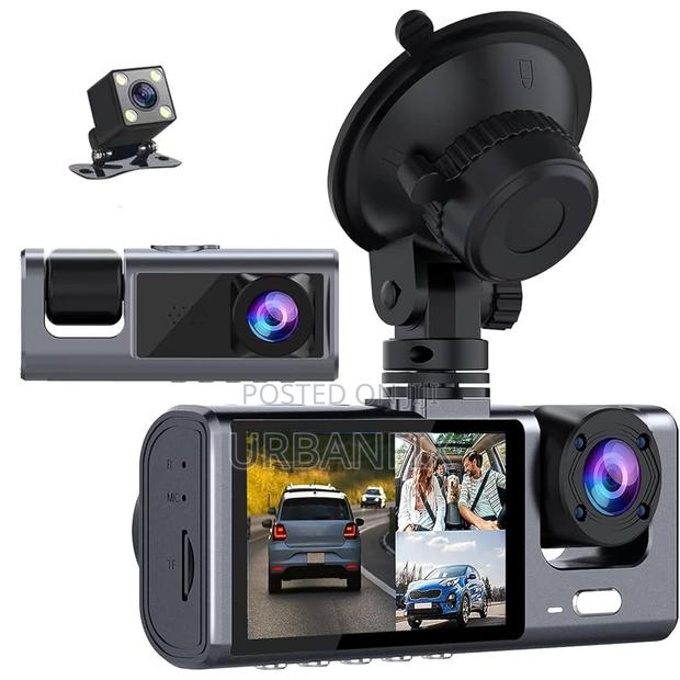 3 in 1 Car Dash Camera With Front, Inside and Rear Recording