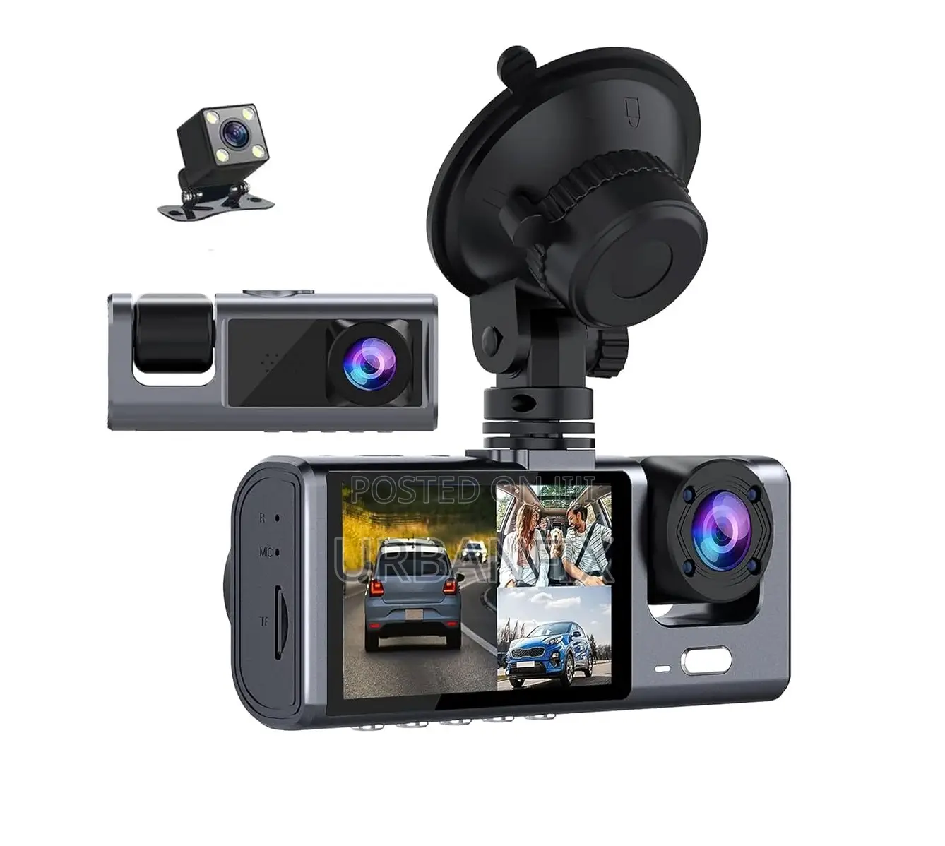 3 in 1 Car Dash Camera With Front and Rear Recording Cameras