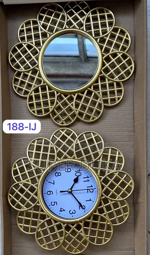 3in1 Decorative Wall Clock and Matching Mirror Set