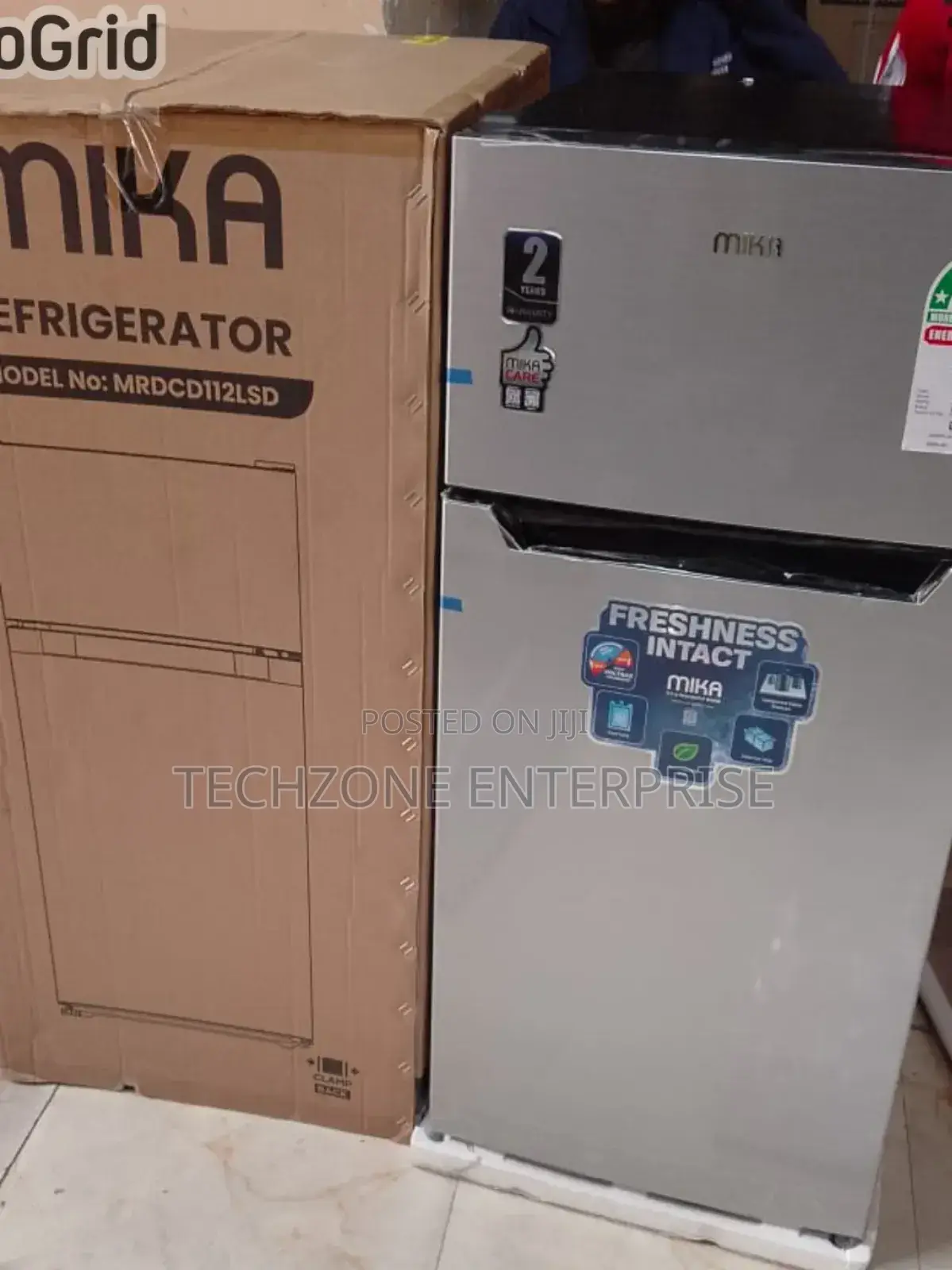 Mika 112 Litres Double Door Refrigerator - Silver