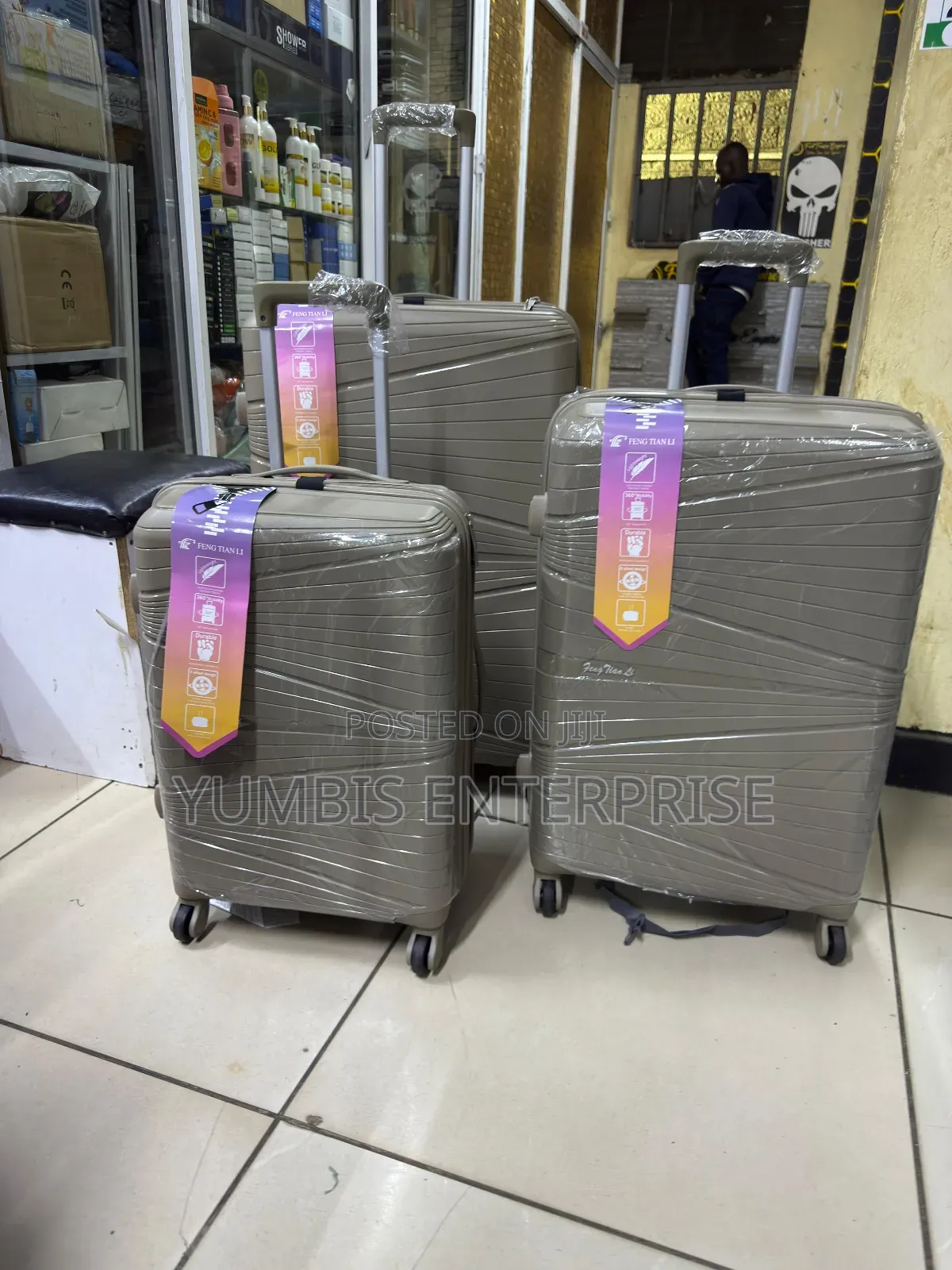 3 in 1 Rubber Suitcase Set of 3 Brown Color