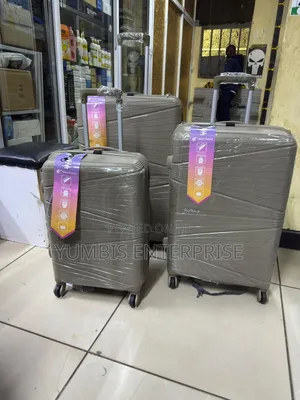 3 in 1 Rubber Suitcase Set of 3 Brown Color