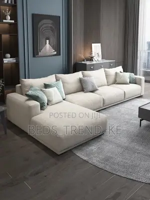 White 6 Seater L Seat Sofa