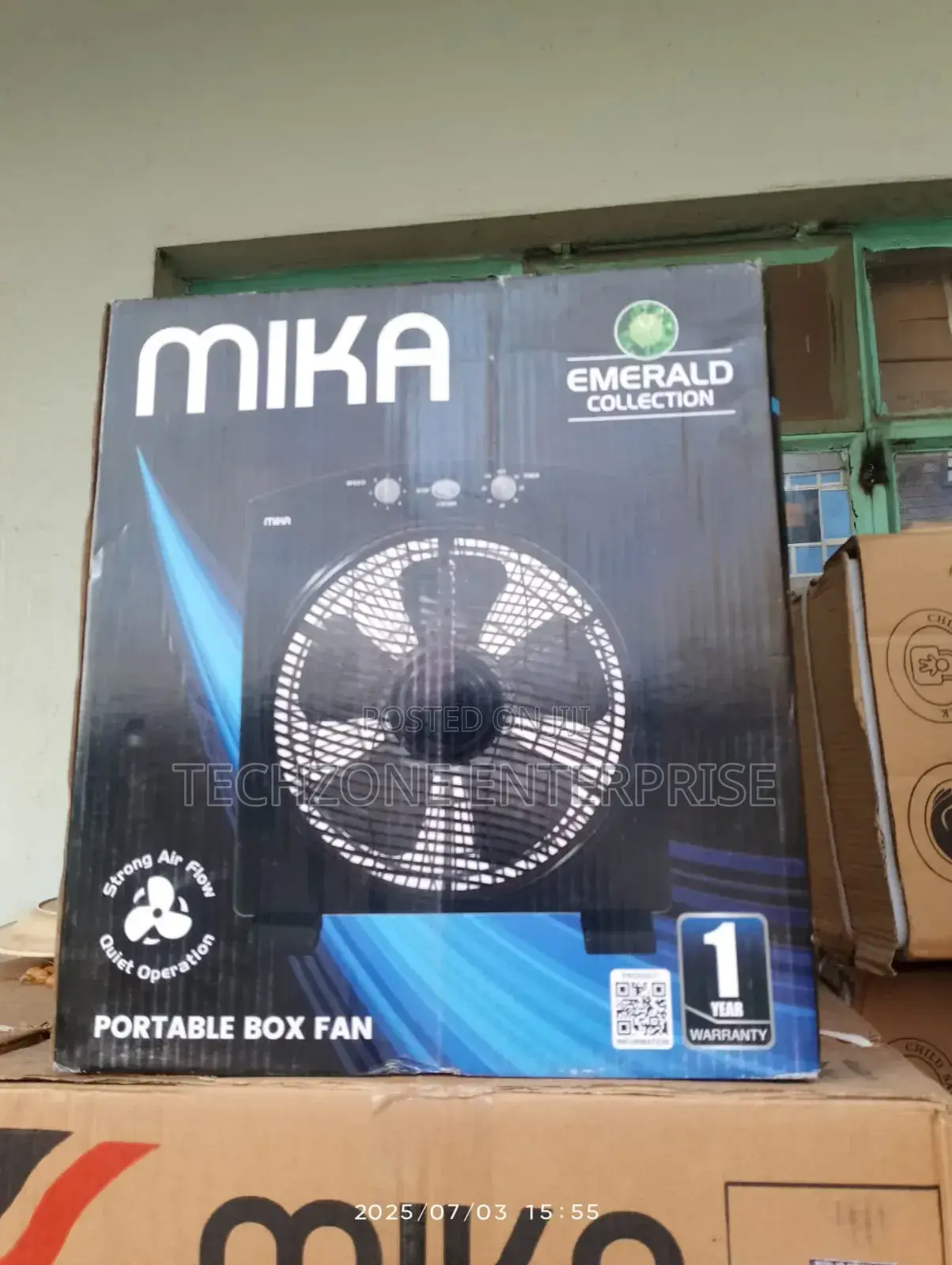 Mika Mfb1610bl 16′′ Turbo Box Fan, Black 3 Power Levels 