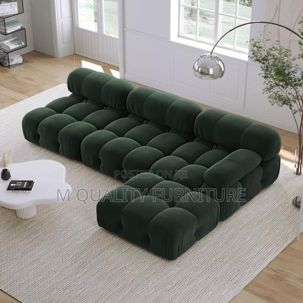Green Comfy 5 Seater L Bubble Sofa