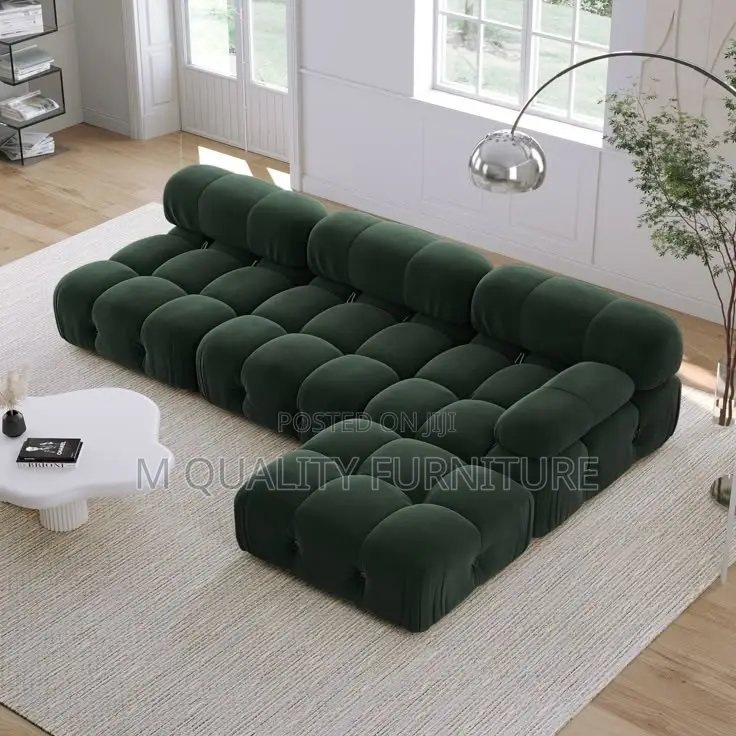 Green Comfy 5 Seater L Bubble Sofa