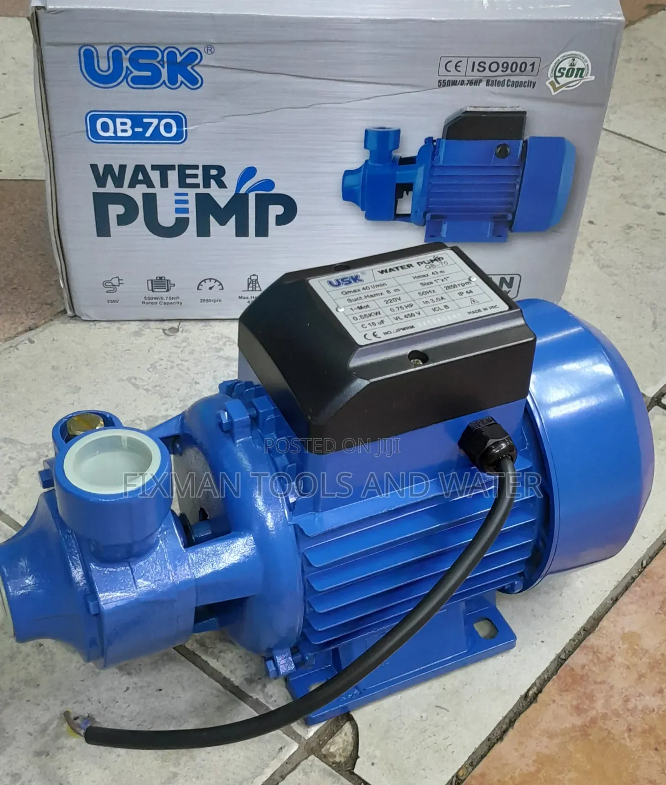 Garden Usk Water Pump 0.75hp 43m Head Max