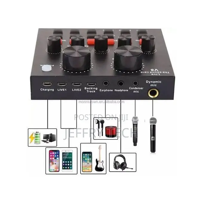 V8 Usb Audio Sound Card Live Broadcast Karaoke Voice Changer