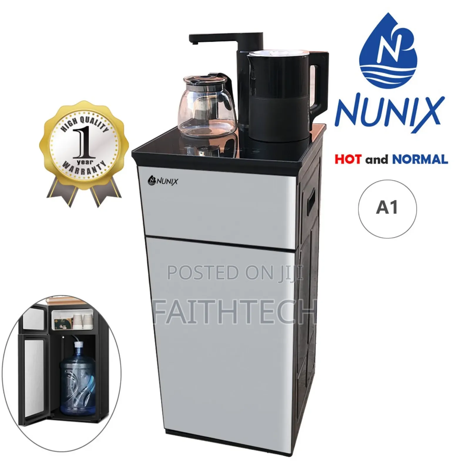 🔥Silver Nunix A1 Bottom Load Hot And Normalwater Dispenser