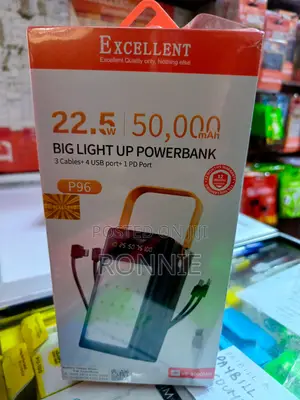 P96 Excellent -50000 Mah Power Bank 4 Cables + Led Big Light