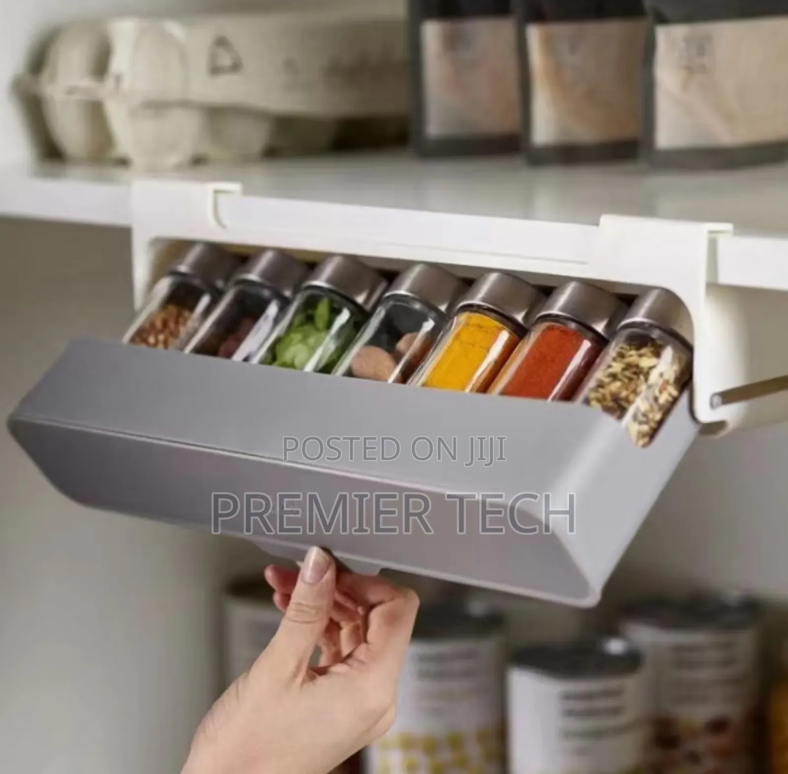 7pc Under Shelf Spice Holder Rack
Spice Cans With Black Lids