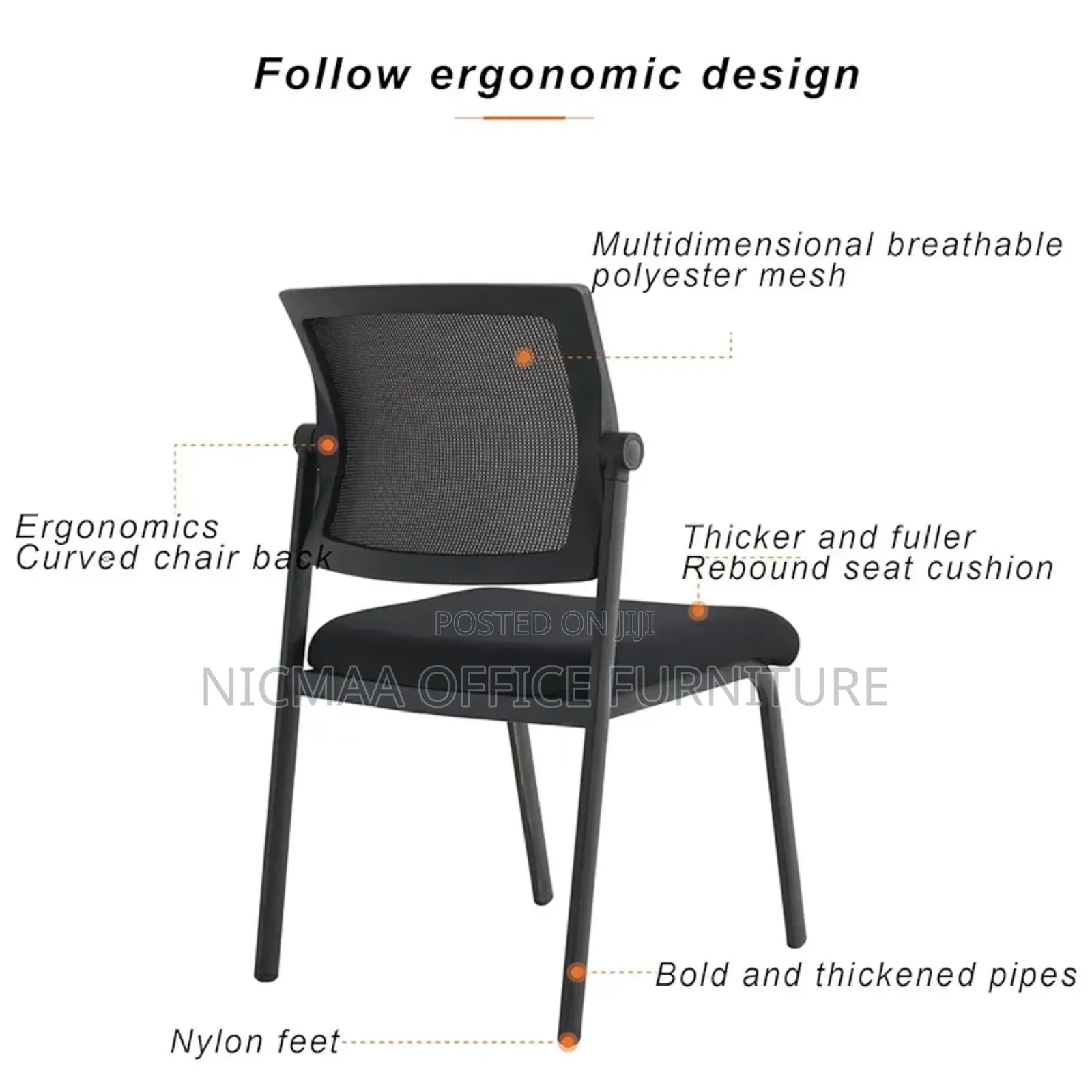 Meshluxe Ergonomic Armless Office Seat