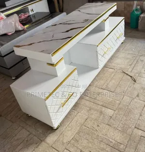 *5fts Modern Tv Stand With Marble Top and Gold Strip