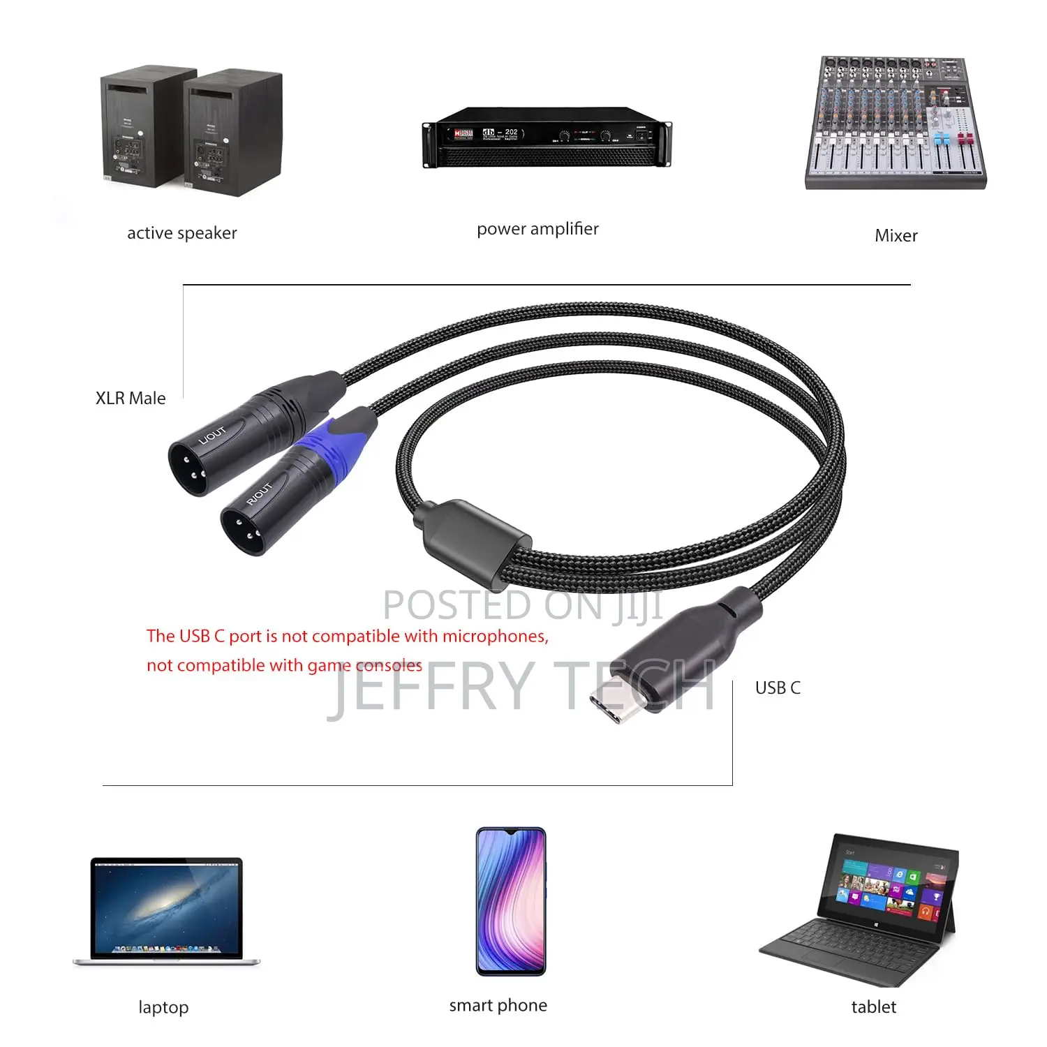 Usb C to Dual XLR Male Audio Cable,3.3ft Usb C to 2 XLR Male