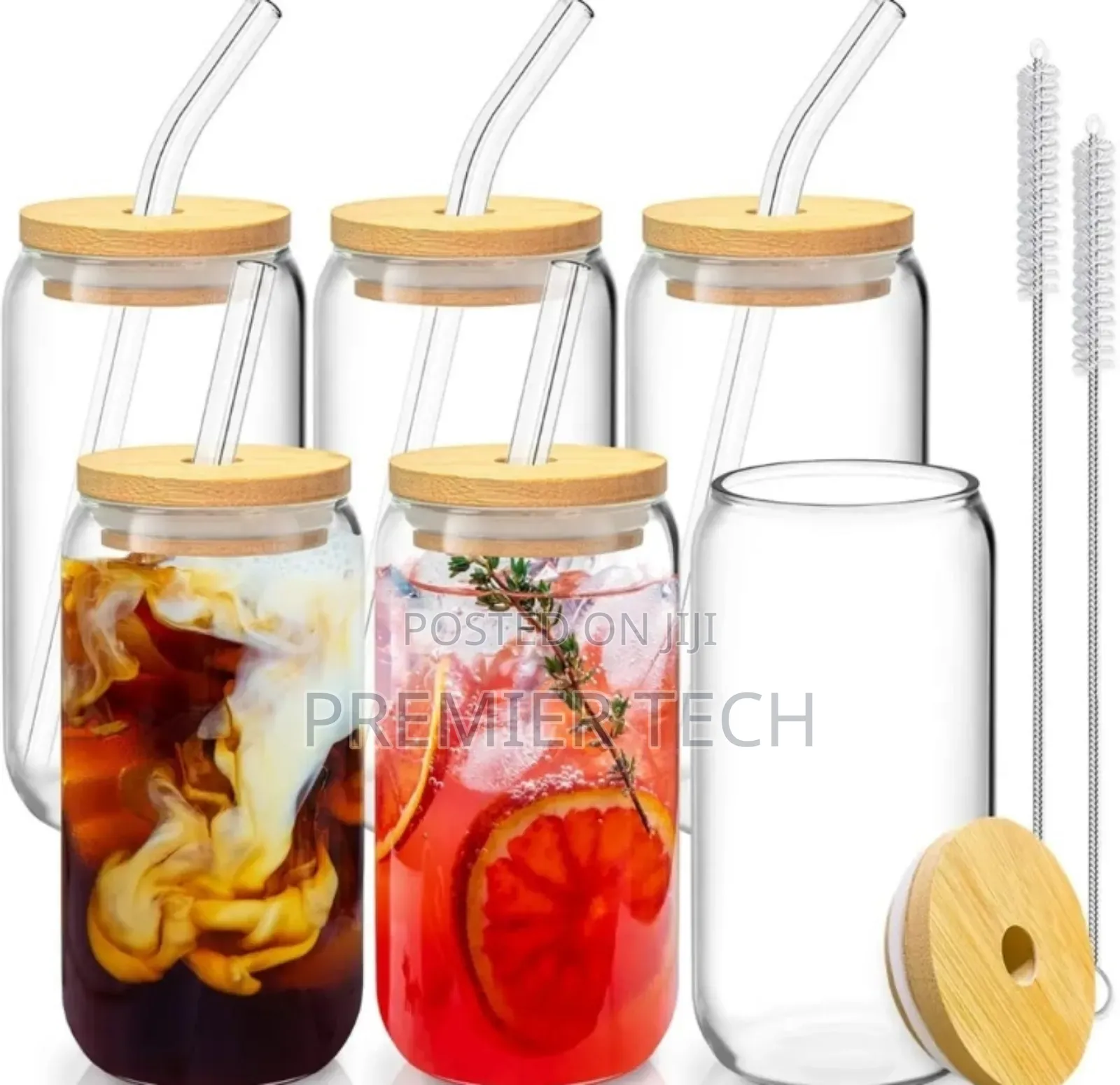 500ml Glass Cup With a Lid and a Straw