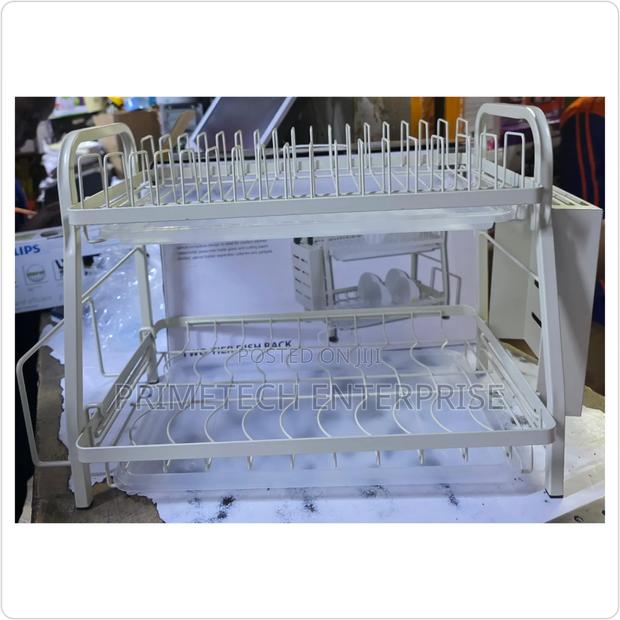 2-Tier White Dish Rack