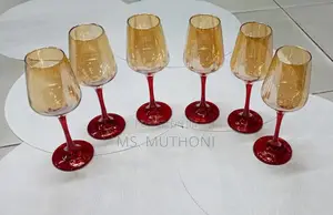 Elegant 250 Ml Gold Wine Glasses Elegant Red and Black Stem