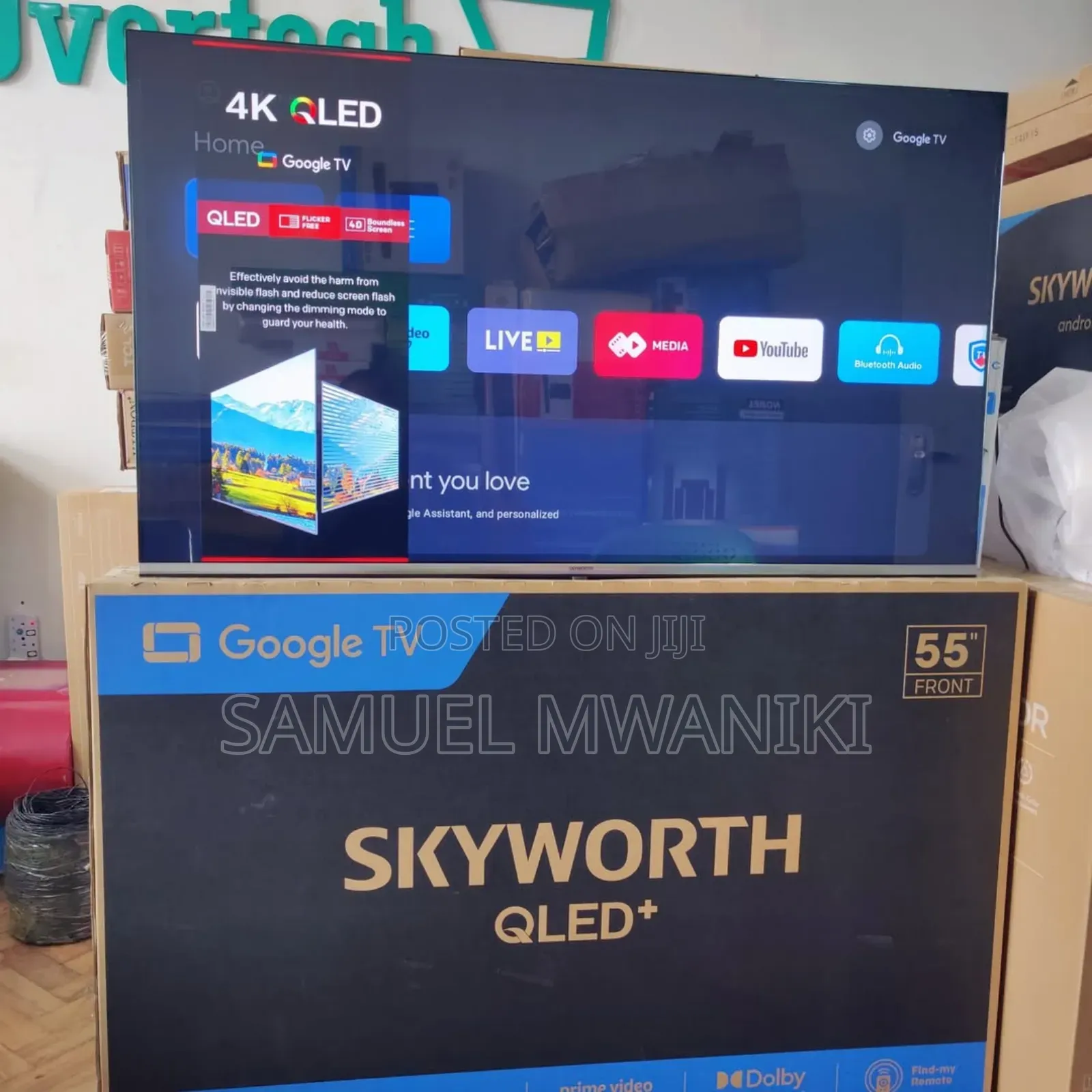 Skyworth 55′′ Qled Uhd Google Tv, Voice Command, Hdr+ New