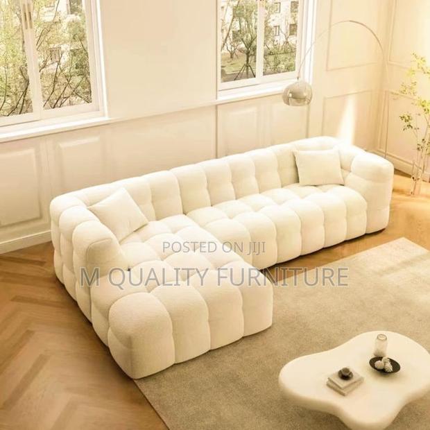Beautiful and Attracting White 6 Seater L Shaped Bubble Sofa