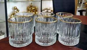 Crystal Clear Deli Whiskey Glasses With a Gold Rim* - thumbnail 2