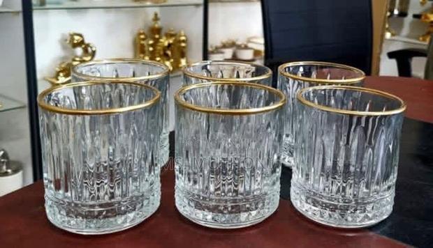 Crystal Clear Deli Whiskey Glasses With a Gold Rim* - main view